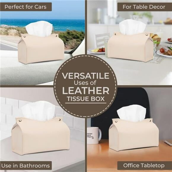Rectangular leather tissue box cover decorative tissue holder for home office ca - Picture 6 of 8
